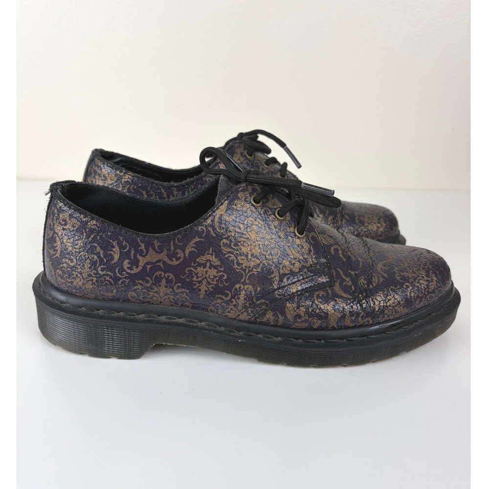 Dr Martens 1461 Baroque Purple Gold Crackle Leather Oxford Shoes Womens 8